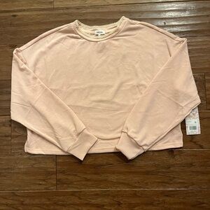 Kensie Blanket Stitch Sweatshirt in Pink Chalk Size M